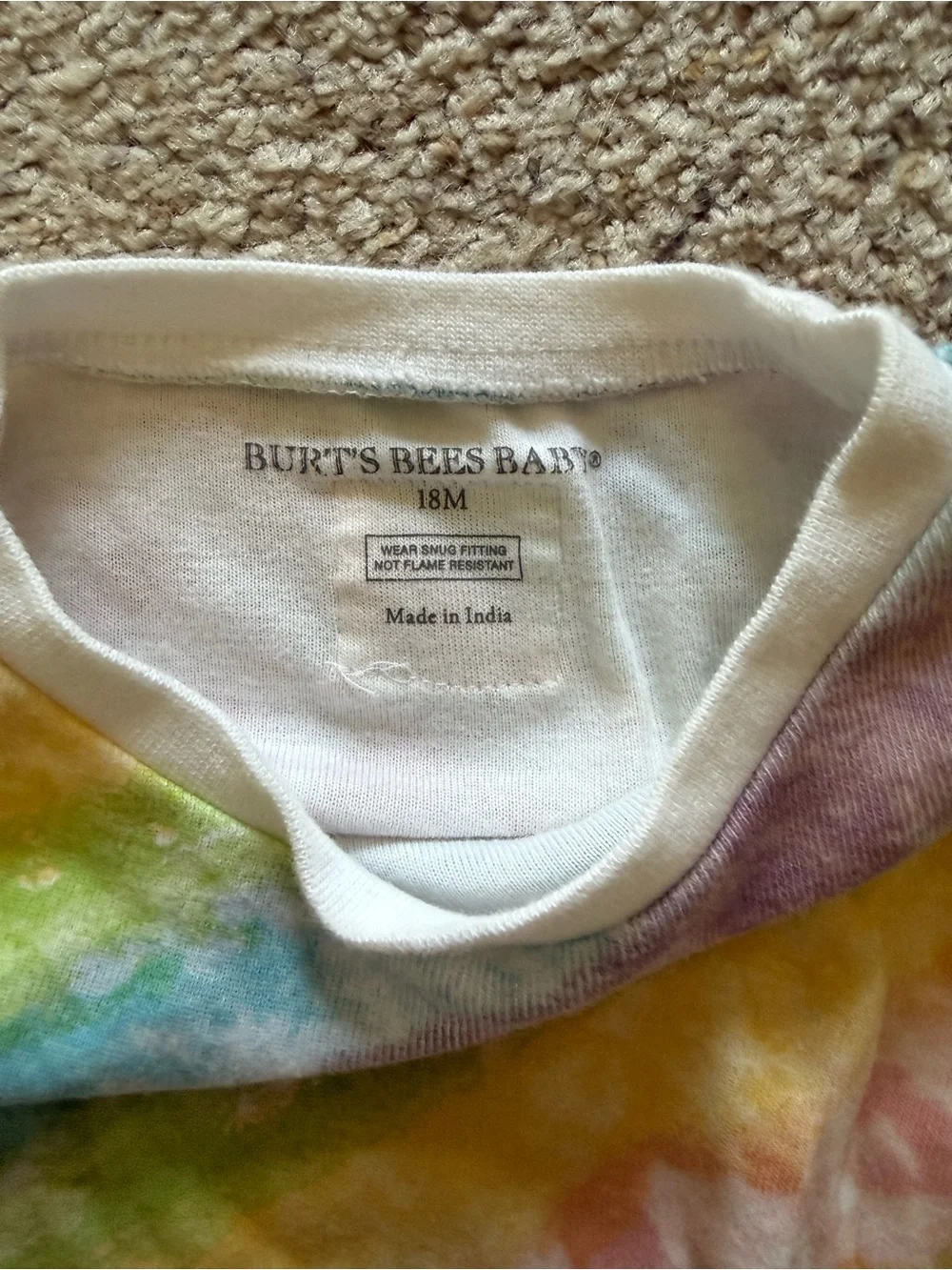 Burt's Bees Baby Pastel Rainbow Tie-Dye Pajama Set